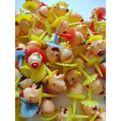 18 винтажных красных синих желтых медиаторов Wilton Head Cup Cake Toppers Circus - Изображение 1 из 4