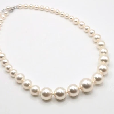 Vintage 1990s Napier Graduated Glass Faux Pearl Adjustable Choker Necklace - Image 1 of 4