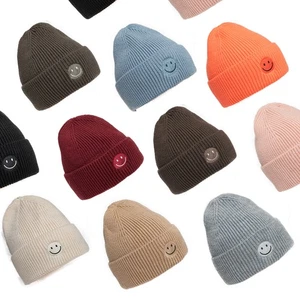Damen Herren Wintermütze Strickmütze Beanie Mütze mit Smiley Motiv gerippt warm - Bild 1 von 23