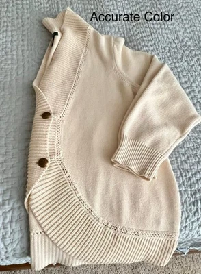 LAUREN RALPH LAUREN WOMENS Sz 2X CREAM  4-BUTTON METAL 100% COTTON KNIT CARDIGAN - Image 1 of 4