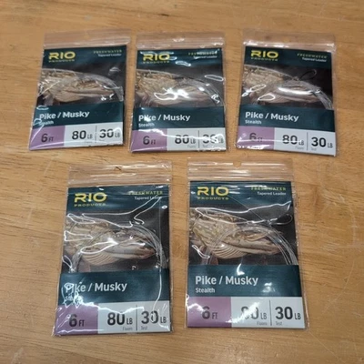 Rio Pike/Musky Leader 6 Foot 80lb Fluoro 30lb Test -Lot Of (5) - FREE SHIP!  - Image 1 of 4
