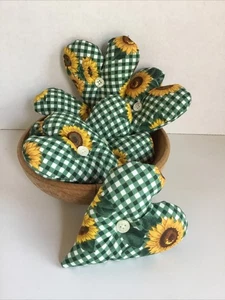 6 Sunflower print Bowl Fillers Hearts Cupboard Tucks ornies basket fillers - Picture 1 of 1