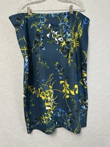 Worthington Mujer Talla 20W Verde Azulado Floral Cintura Alta Midi Falda Lápiz Con Elástico - Imagen 1 de 6