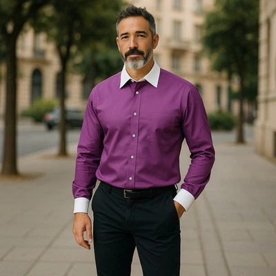 Donald J Trump Men's 15.5 32/33 Signature Maroon White Dress Shirt Medium - Image 1 of 4