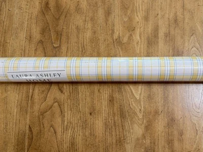 New Laura Ashley Home Vinyl Wallpaper Yellow Plaid 32.8 ft x 20.5 in Prepasted - Image 1 of 4