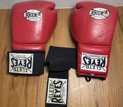 Guantes Cleto Reyes vintage con cordones y correa 12 OZ rojo PIEL DE CABRA CUERO Foto 1 de 4