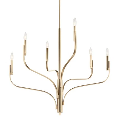 Lámpara de araña estilo vela cónica Kichler 52673 Livadia 6 luces 37" W - bronce Foto 1 de 4