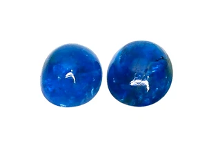 3.79cts Blue green natural apatite oval cabochon 2pcs loose gemstones - Picture 1 of 2
