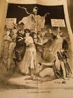 Litho Caricature 1869 - Le Carnaval Perpétuel Les 7 péchés Capitaux Squelette