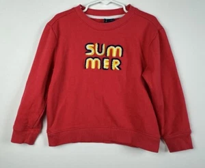 Janie Jack Boys Summer Pullover Sweater Red Crew French Terry Chenille 4 4T - Picture 1 of 7