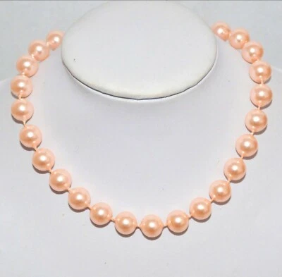 Schöne Ketten, Kunst Perlen Hals-Kette L.44cm Perlen Ø 12 mm Neu Farbe hell-Rosa - Bild 1 von 2