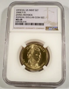 2008-P NGC MS68 PRESIDENTIAL DOLLAR JAMES MONROE $1 MS 68 - Picture 1 of 4