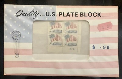 US Plate Block 1963 50 Star Flag White House #27411 Lower Right Sealed Envelope - Image 1 of 3