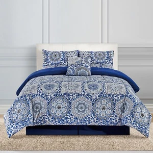 5 Piece Reversible Comforter Set Ultra Soft Duvet Insert Microfiber Comforters - Picture 1 of 50