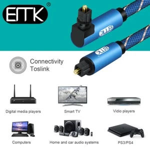 EMK Right Angle Optical Audio Cable Dual 90 degree Digital Optical DVD TV Cable - Picture 1 of 5