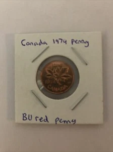 Canada 1974 1 Cent Copper One Canadian Penny Coin AU-BU Vibrant Red. - Picture 1 of 2