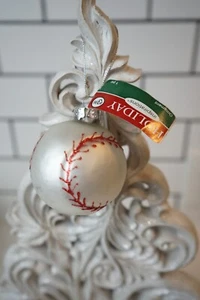 NWT Holiday Inspirations Glass Baseball Ornament - Picture 1 of 3