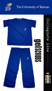 Kansas University College Gel Scrubs Set Size Medium, Pants and Top - Picture 1 of 1