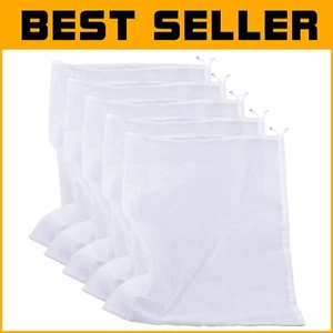 Durable Food-Grade Nylon Strainer Bags with Drawstring - 5 Pack, Dishwasher Safe - Picture 1 of 6