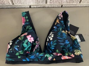 Tommy Hilfiger Damen Marineblau Blumen Netzbesatz Breitband Schwimmen Top TZOTC418 XS Neu mit Etikett - Bild 1 von 3