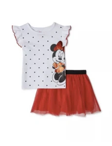 Disney Minnie Mouse Toddler Girls T-Shirt & Skirt, 2-Piece Outfit Set 18 M - Picture 1 of 5
