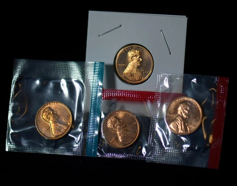 1972 P D S S Lincoln Cents US Mint GEM S Proof PDS BU Uncirculated Coin Set Lot Cover