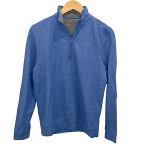 Vineyard Vines Boys 100% Pima Cotton Mock Neck Quarter Zip Sweater Blue Size XL - Picture 1 of 7