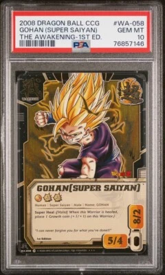 PSA 10 Gohan Super Saiyan 1st Ed WA-058 SR DragonBall CCG The Awakening 2008 - Image 1 of 4