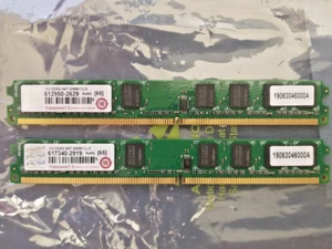 2GB 2x1GB Transcend 1GB 667MHz PC2 5300 240-Pin 1.8V DDR2 SDRAM U-DIMM - Picture 1 of 4