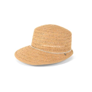 CAPPELLO DONNA VISIERA PAGLIA MIELE LAME' con catena strass - Bild 1 von 1