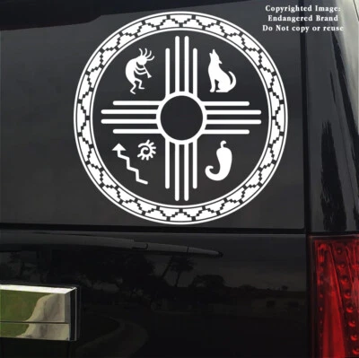 - ZIA Redondo Adobe símbolo de frontera Nuevo México bandera del estado emblema signo pegatina calcomanía Foto 1 de 4