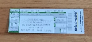 Boleto de concierto de Dave Matthews Band + Friends 16 de diciembre de 2003 Fleet Center Boston - Imagen 1 de 2