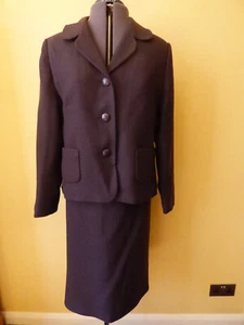 M&S Purple Wool Lined Tailored Jacket & Straight Skirt Suit Size 14/16 VGC - Picture 1 of 24