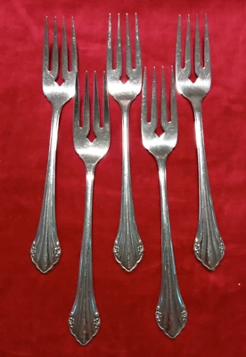 5 Salad Forks Oneida 1881 Rogers BITTERSWEET Repose Stainless 6 3/4" Flatware - Image 1 of 4