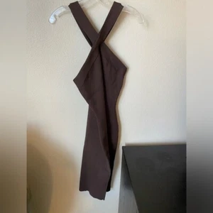 Babaton Women’s Sculpt Knit Criss Cross Midi Dress in Brown Size M Bodycon Dress - Picture 1 of 10