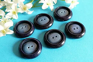 245C Stunning Big Buttons Vintage " Sapphire " Blue Lot 6 Buttons Ép. 1960/70 - Picture 1 of 4