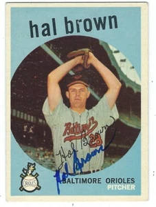 Autographed HAL BROWN Baltimore Orioles 1959 Topps Card #487 w/COA - Picture 1 of 1
