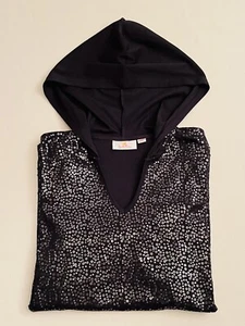 Quaker Factory Women’s Black Sequined Long Sleeve Hooded Pullover Sweater M - Picture 1 of 7