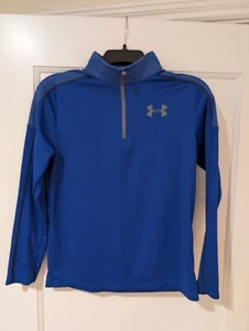 Under Armour Heat Gear 1/4 Zip Mock Neck Youth L in Royal and Grey - Picture 1 of 6