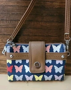 Reliquia Mujer Mariposa Correa Desmontable Cartera Pequeña Cartera Bolso de Hombro Azul Marino  - Imagen 1 de 19