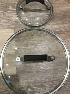 Kitchen Aid 10" & 5in Round Glass Lid For Pot/Pan Black Rubber Handle 1098 - Picture 1 of 9