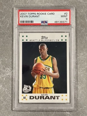 Tarjeta de novato Topps 2007 Kevin Durant #2 PSA 9 RC Foto 1 de 2