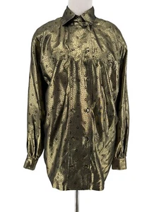 Escada By Margaretha Ley Women's Vintage Gold Lurex Long Sleeve Blouse Size 36 - Picture 1 of 8