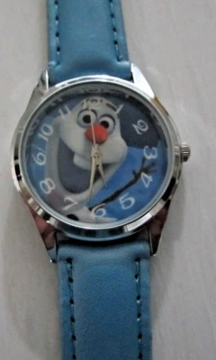 Frozen's Olaf Character Inspired Blue Leather Band Unisex Wrist Watch - Image 1 of 3