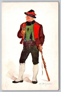 Vintage Postcard of Man in Traditional Alto Adige Costume by A. Stolz Bozen - Picture 1 of 2