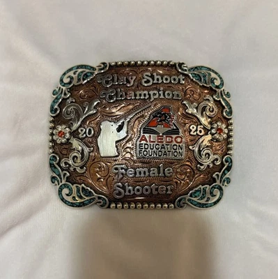 Trophy Rodeo Champion Belt Buckle Female Clay Skeet Shoot Shooting - Image 1 of 2