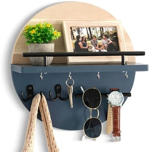 Key Holder for Wall Decorative with Shelf and Hooks, Mail Organizer Wall Moun... - Picture 1 of 7
