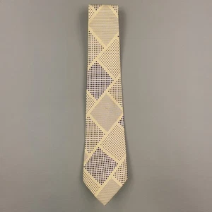 Paul Stuart Tie Mens Cream Blue Geometric Dot Silk Wool Blend Made Italy 3.5x56 - Picture 1 of 7