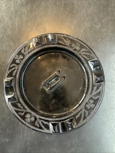 Vintage Hazel Atlas Black Cloverleaf Rare Large Match Holder Ashtray 5 3/4” - Picture 1 of 12