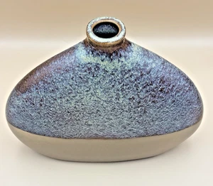 Vintage Mid Century Modern Studiokeramik Vase blau braun Tropfglasur 11x8 - Bild 1 von 4